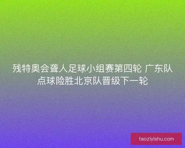 残特奥会聋人足球小组赛第四轮 广东队点球险胜北京队晋级下一轮