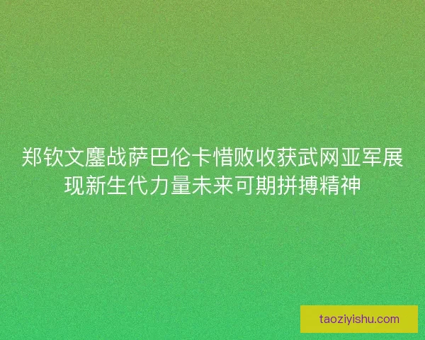郑钦文鏖战萨巴伦卡惜败收获武网亚军展现新生代力量未来可期拼搏精神